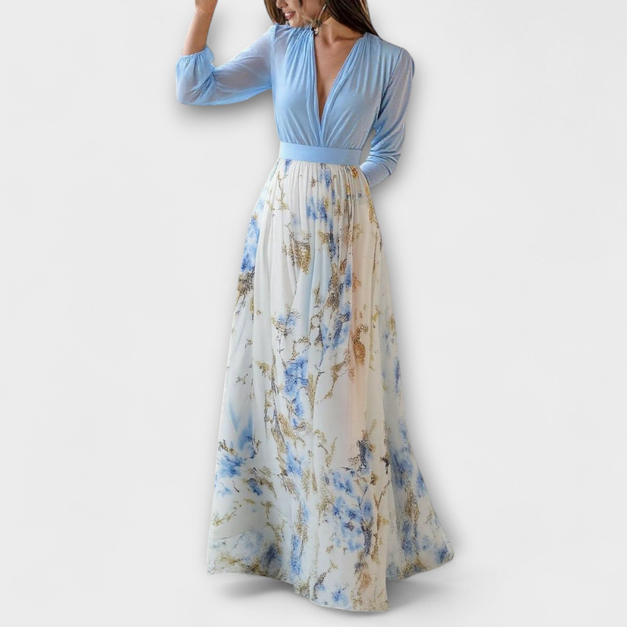 HARPER - ELEGANT MAXI‑FLORAL LUXURY DRESS
