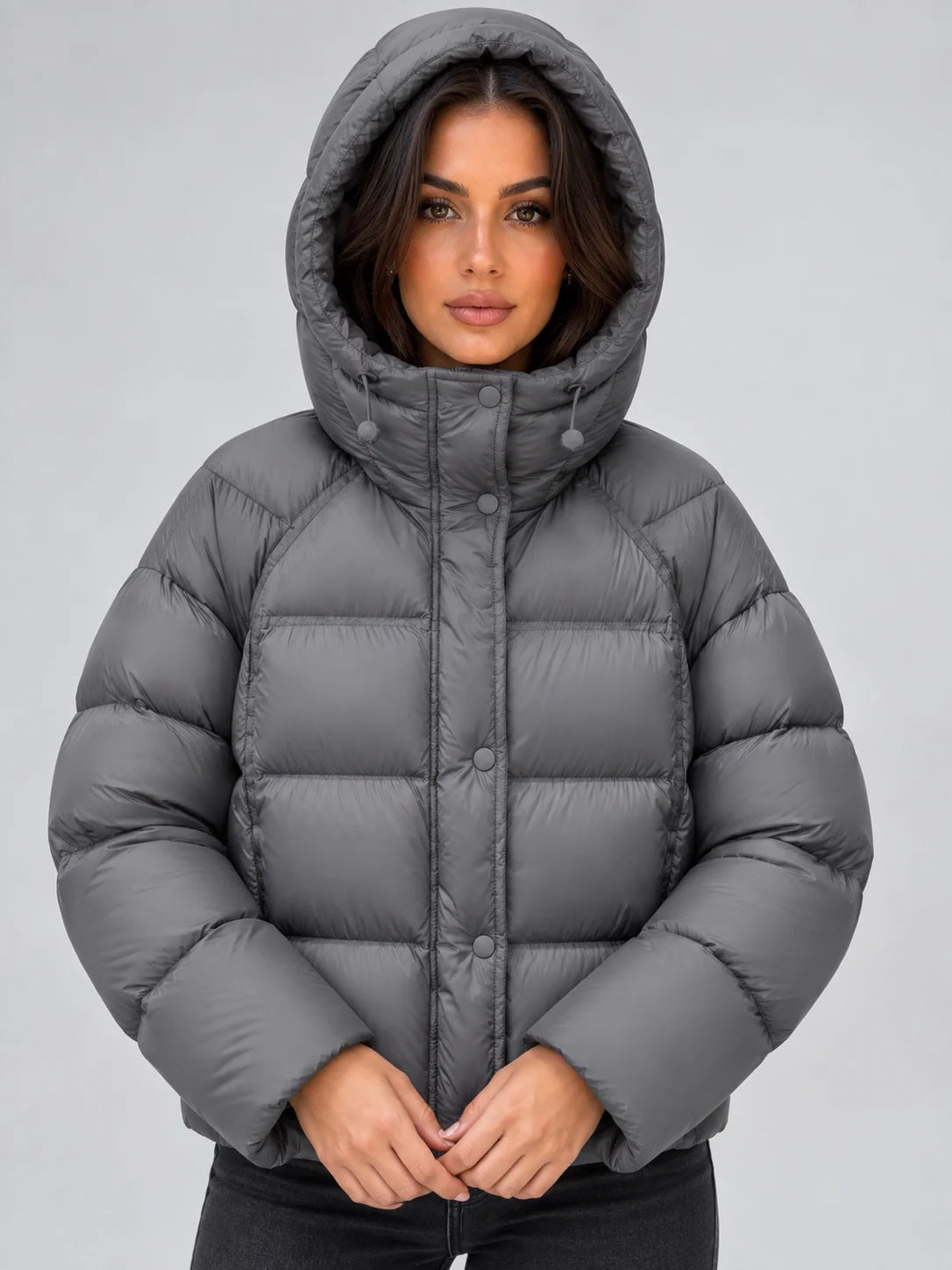 Black Puffer Jacket Women | Hooded Winter Coat 4