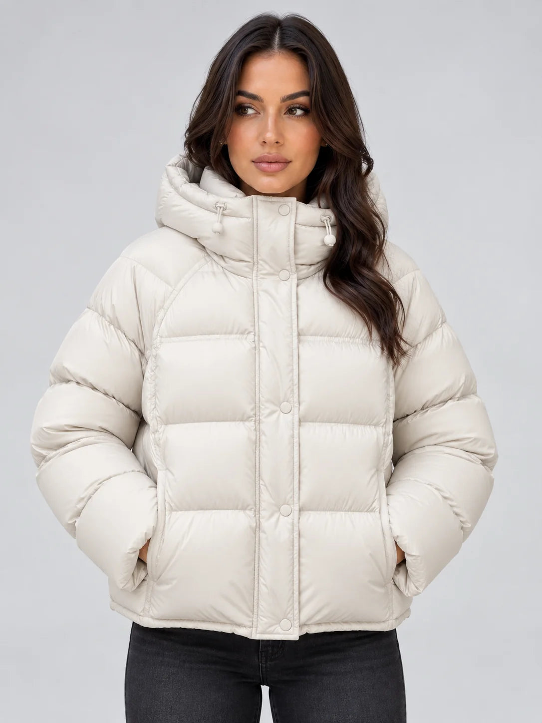 Black Puffer Jacket Women | Hooded Winter Coat 5