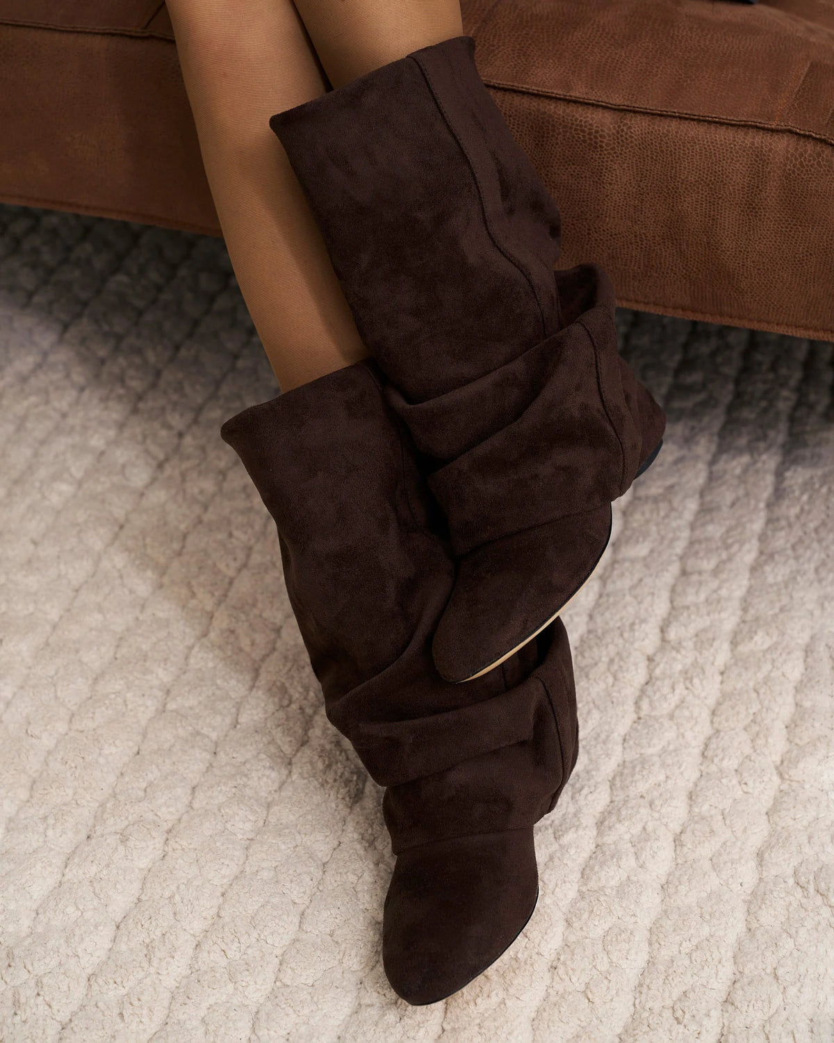 Brown Slouchy Knee High Boots for Women | Everyday Fashion Footwear 1