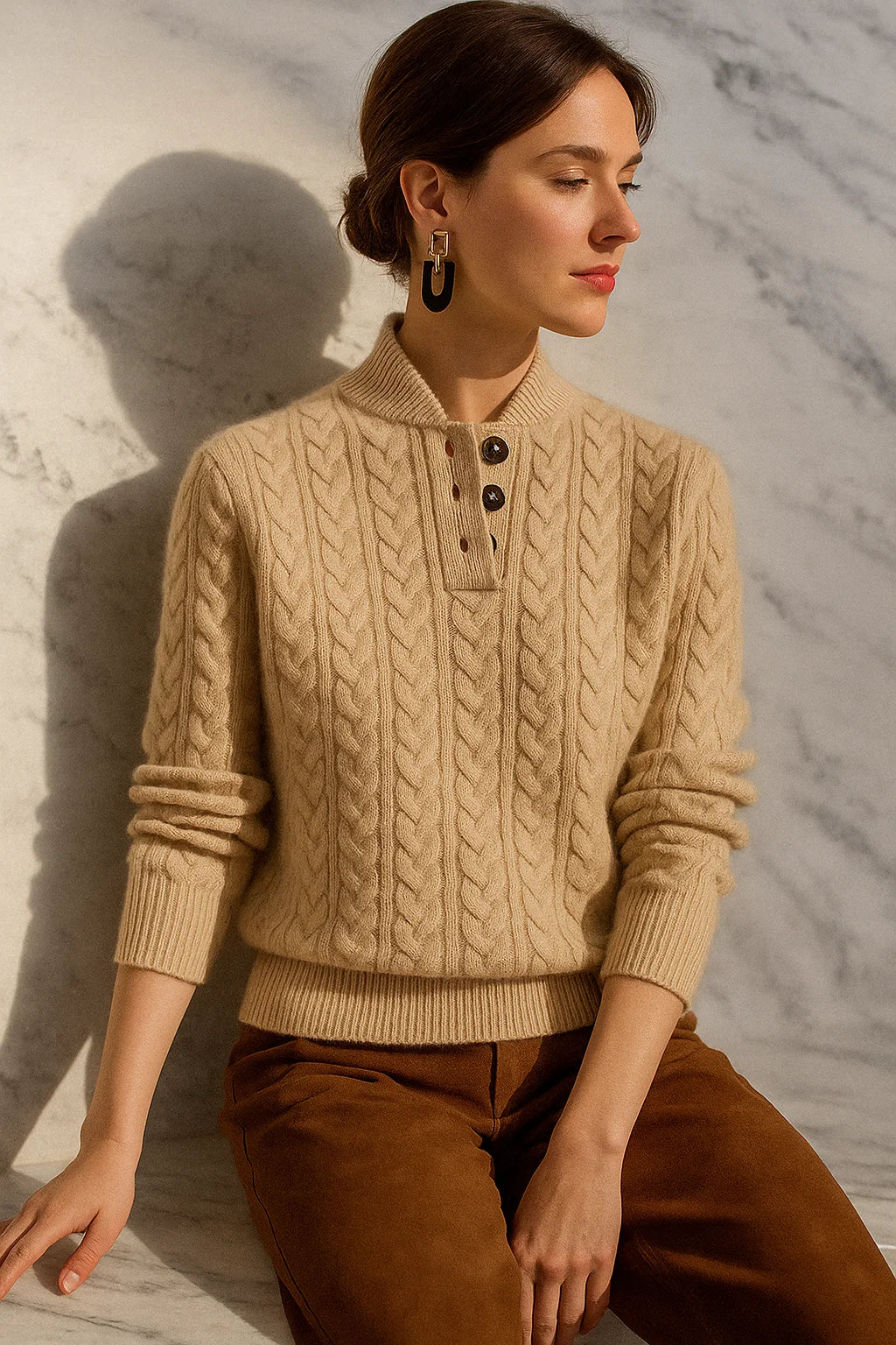Cashmere Blend Button-Up Cable Knit Sweater | Mens Sweaters 6