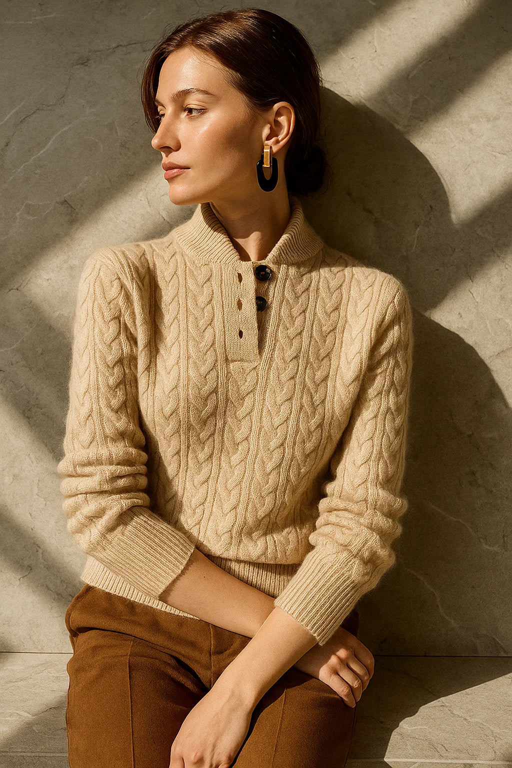 Cashmere Blend Button-Up Cable Knit Sweater | Mens Sweaters 7