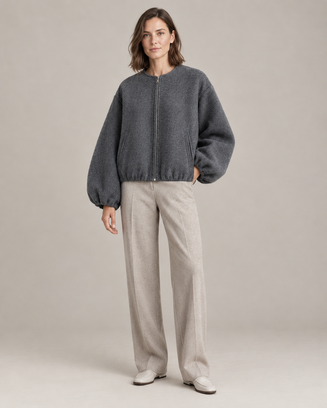Women's Cropped Bomber Jacket Relaxed Fit Autumn Layering