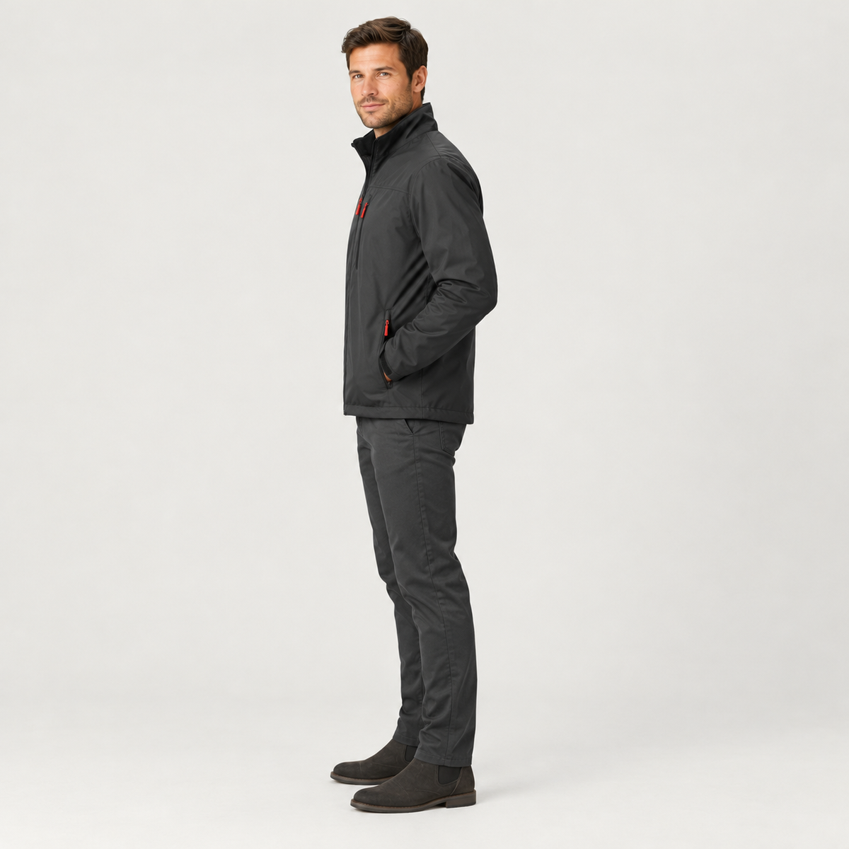 Men's Waterproof Jacket with Hood and Adjustable Cuffs