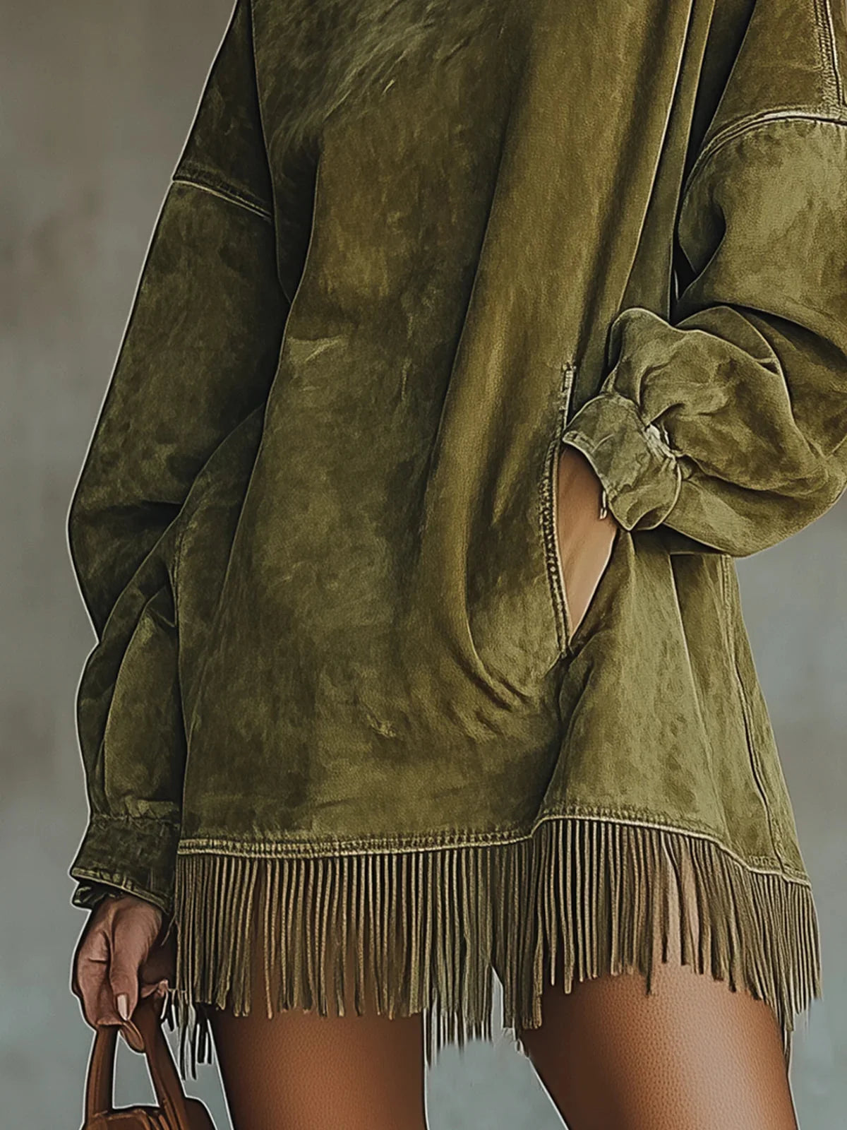 Darcie Suede Fringe Turtleneck Dress 4