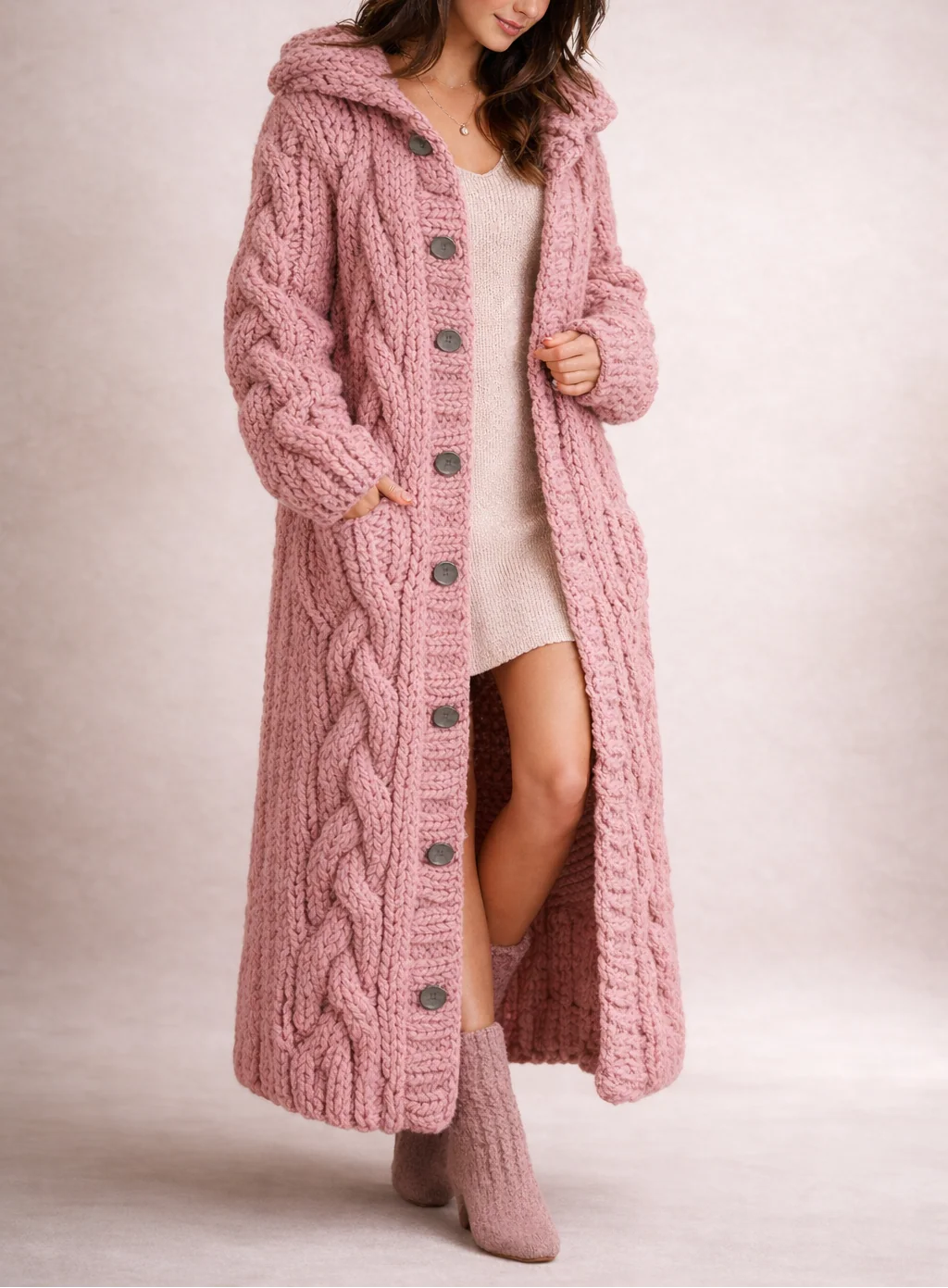 Elegant Cozy Knit Coat | Women's Coat with Tummy Coverage 1