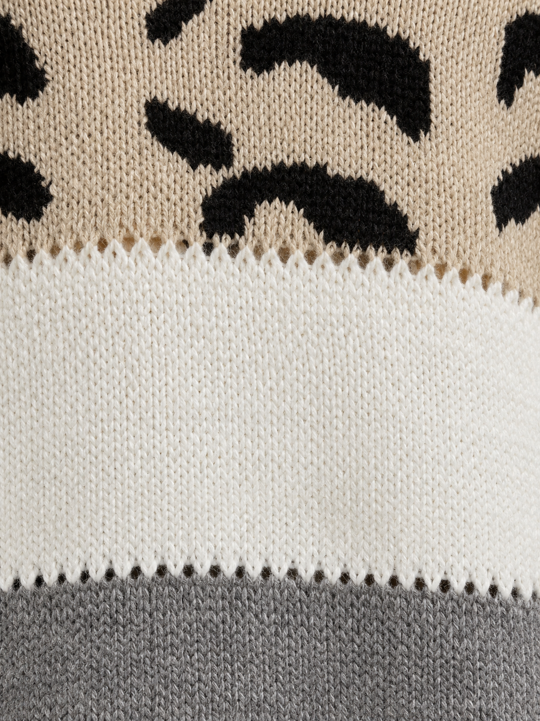 Leopard Print Knit Jumper Women’s Relaxed Crew Neck Sweater