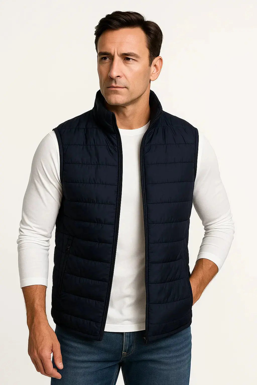 Men's Black Puffer Vest | Sleeveless Cotton-Padded Winter Jacket 0