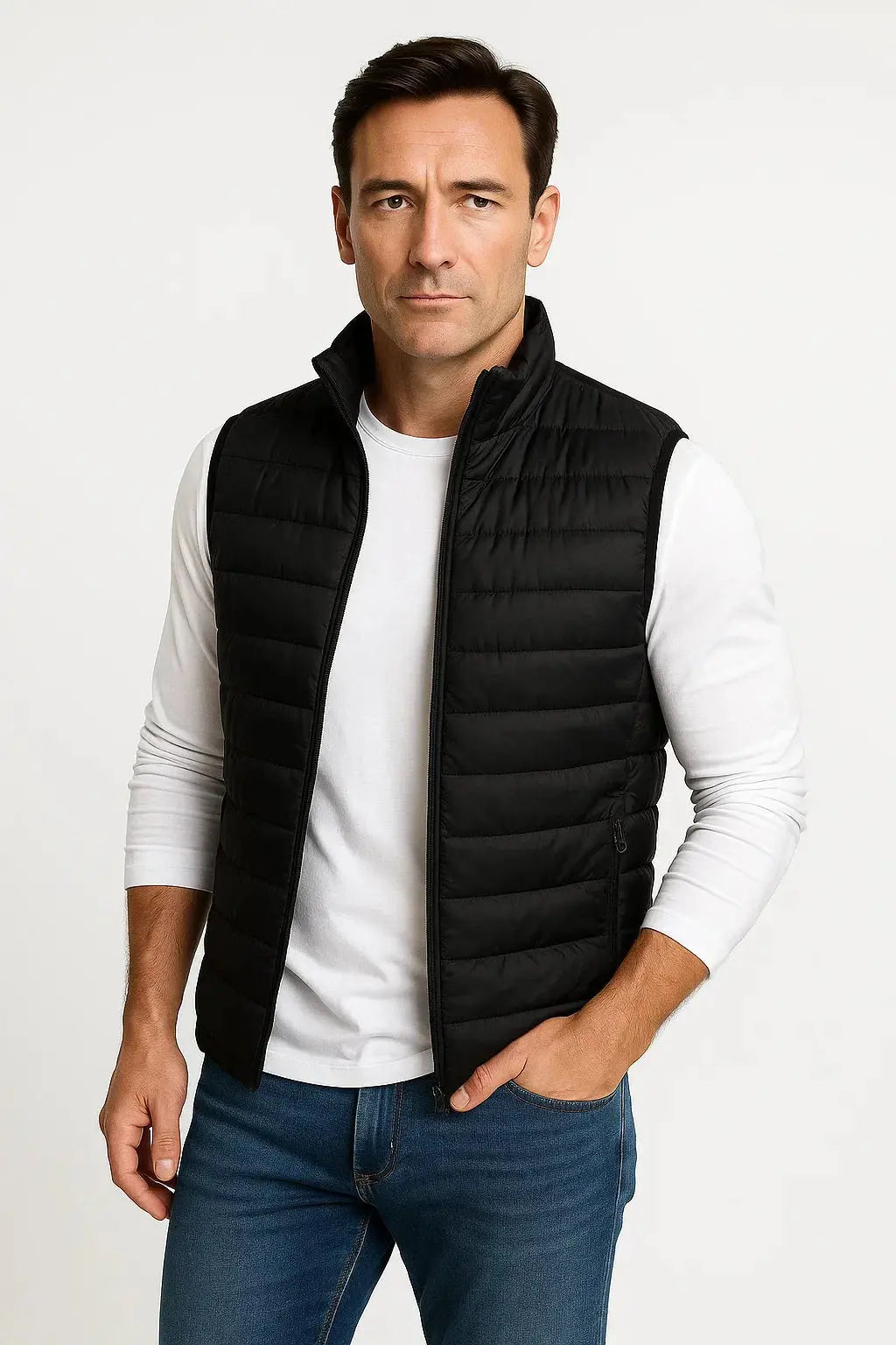 Men's Black Puffer Vest | Sleeveless Cotton-Padded Winter Jacket 3