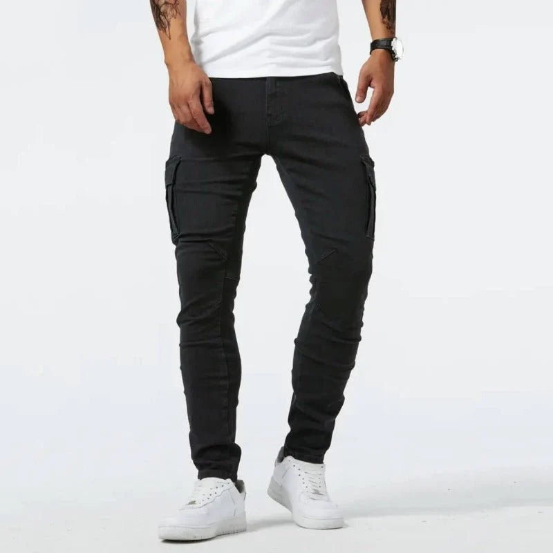 Men's Slim Fit Cargo Jeans | Denim Trousers with Pockets 5