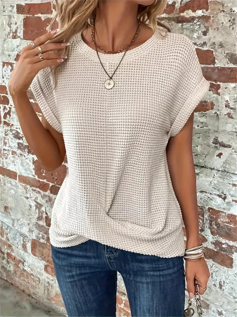 SARA – WAFFLE KNIT CASUAL TEE