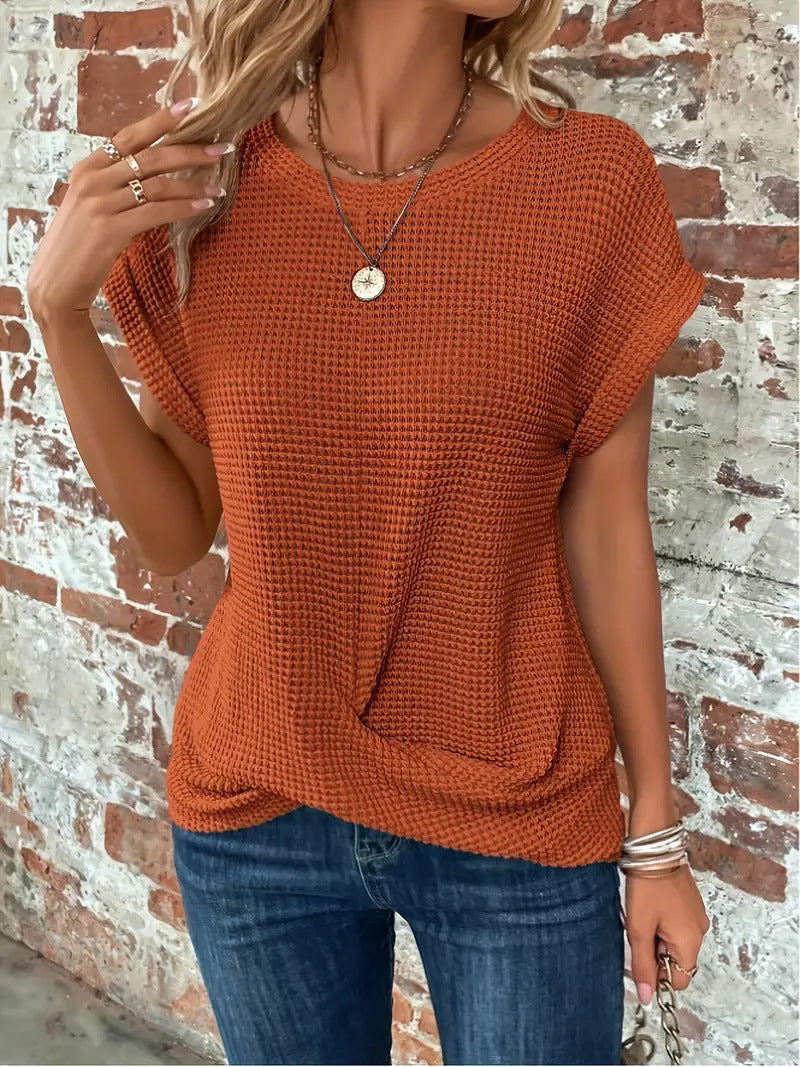 SARA – WAFFLE KNIT CASUAL TEE