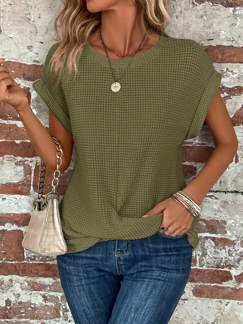 SARA – WAFFLE KNIT CASUAL TEE