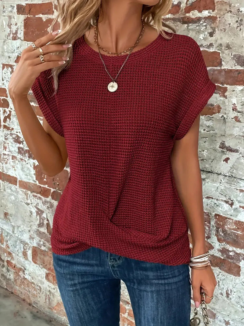 SARA – WAFFLE KNIT CASUAL TEE