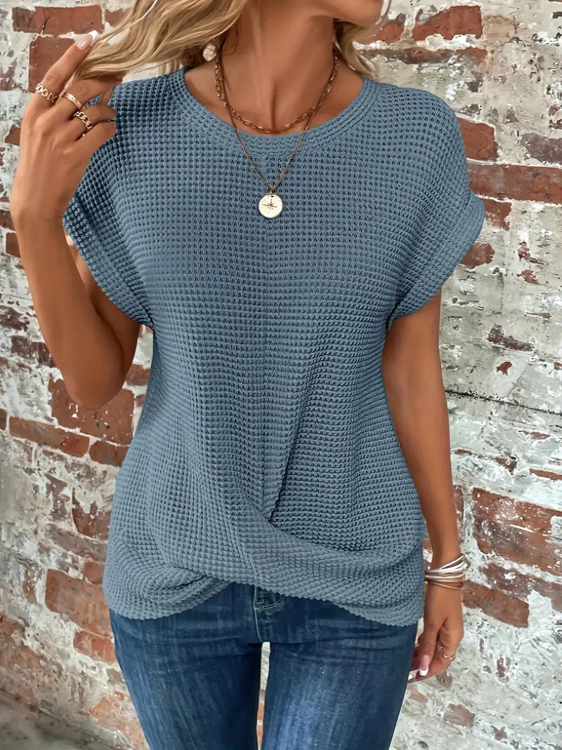SARA – WAFFLE KNIT CASUAL TEE