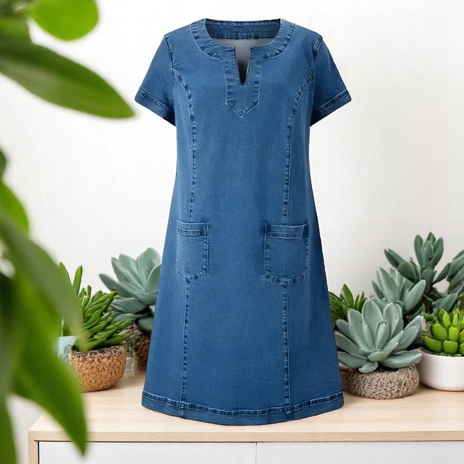 JULIA - RELAXED-FIT LUXURY DENIM DRESS