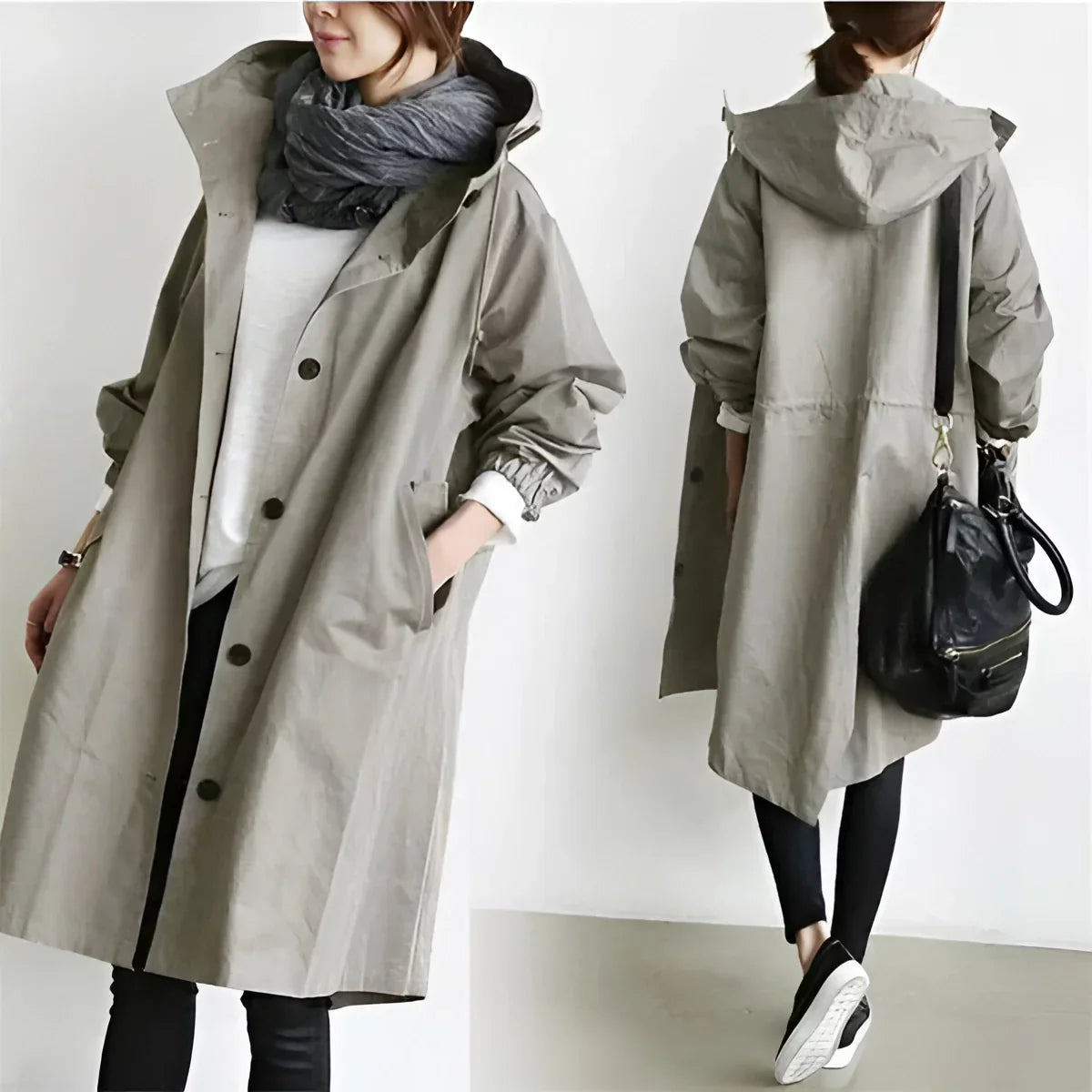 Sophia Hooded Coat – Stay Stylish and Dry with Oversized Comfort 0