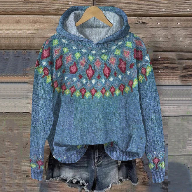 Warm Nordic Knit Oversized Hoodie | Cozy Autumn Sweatshirt 2