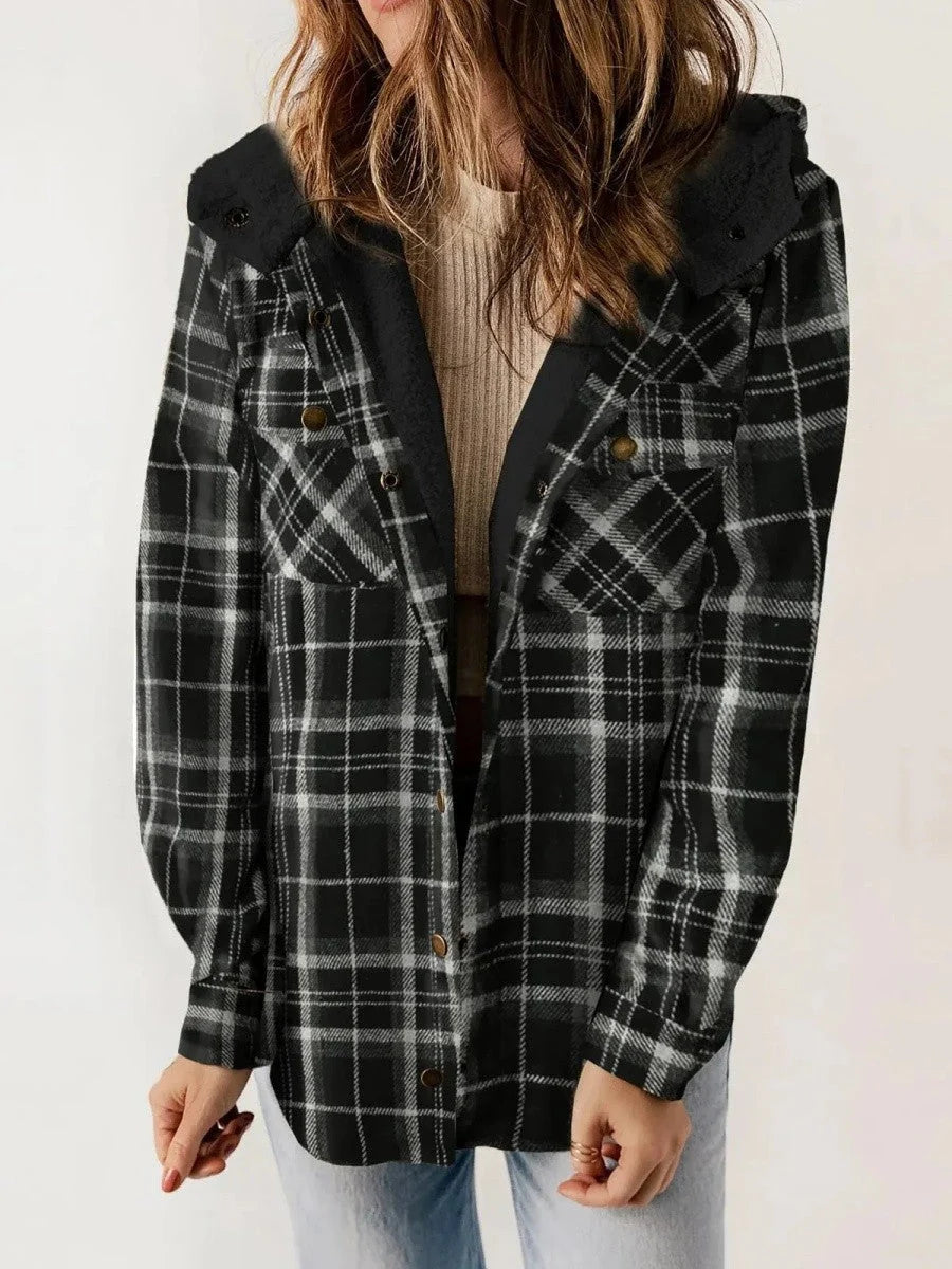 Women’s Hooded Plaid Jacket – Cozy Warmth Meets Timeless Style 2