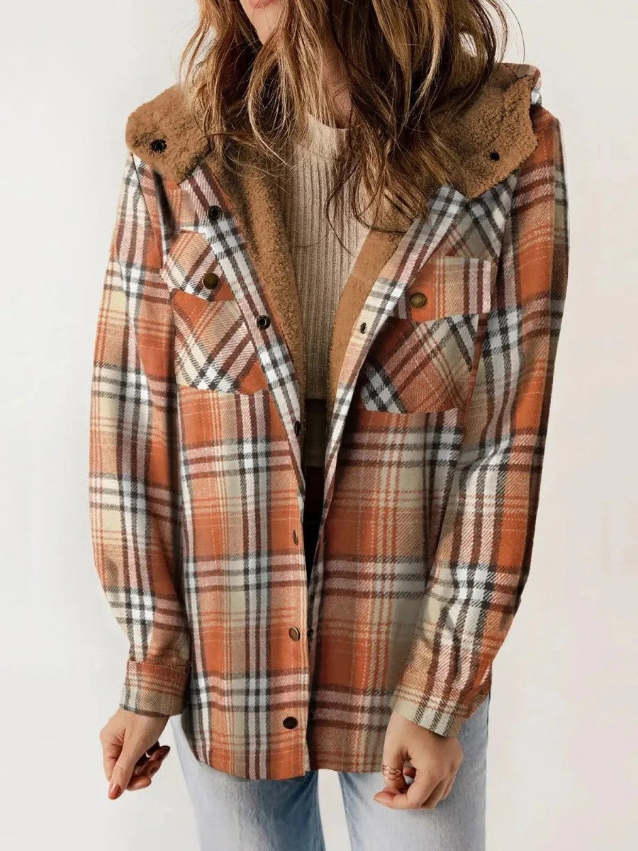 Women’s Hooded Plaid Jacket – Cozy Warmth Meets Timeless Style 5