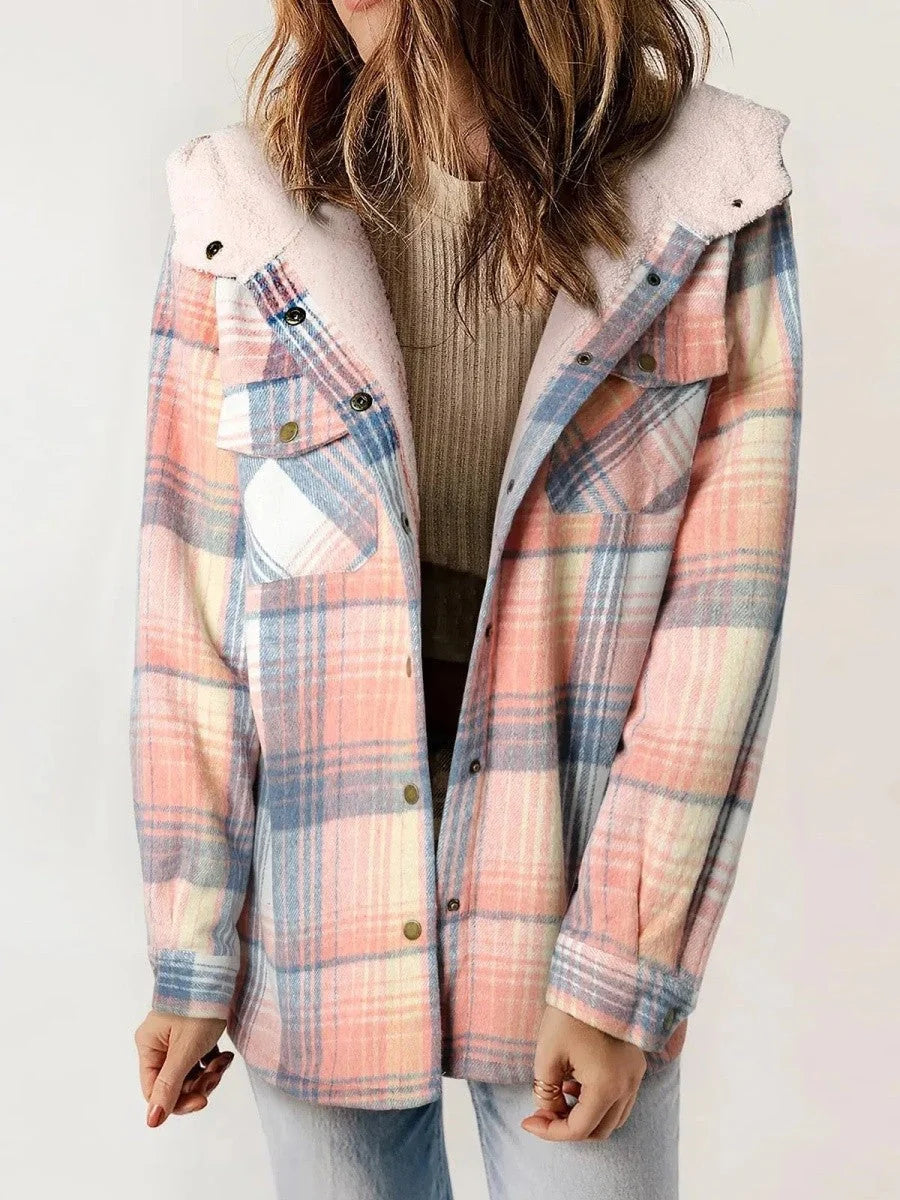 Women’s Hooded Plaid Jacket – Cozy Warmth Meets Timeless Style 6