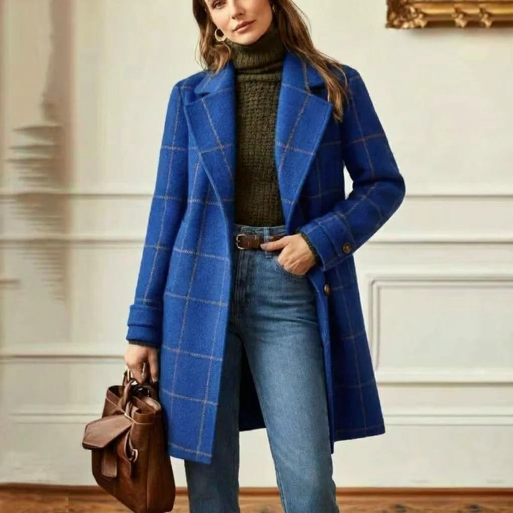 Wool Check Coat Tailored Fit Classic Lapel Collar 10