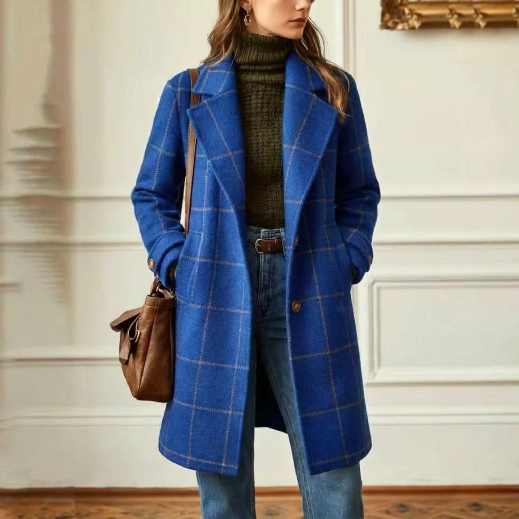 Wool Check Coat Tailored Fit Classic Lapel Collar 6