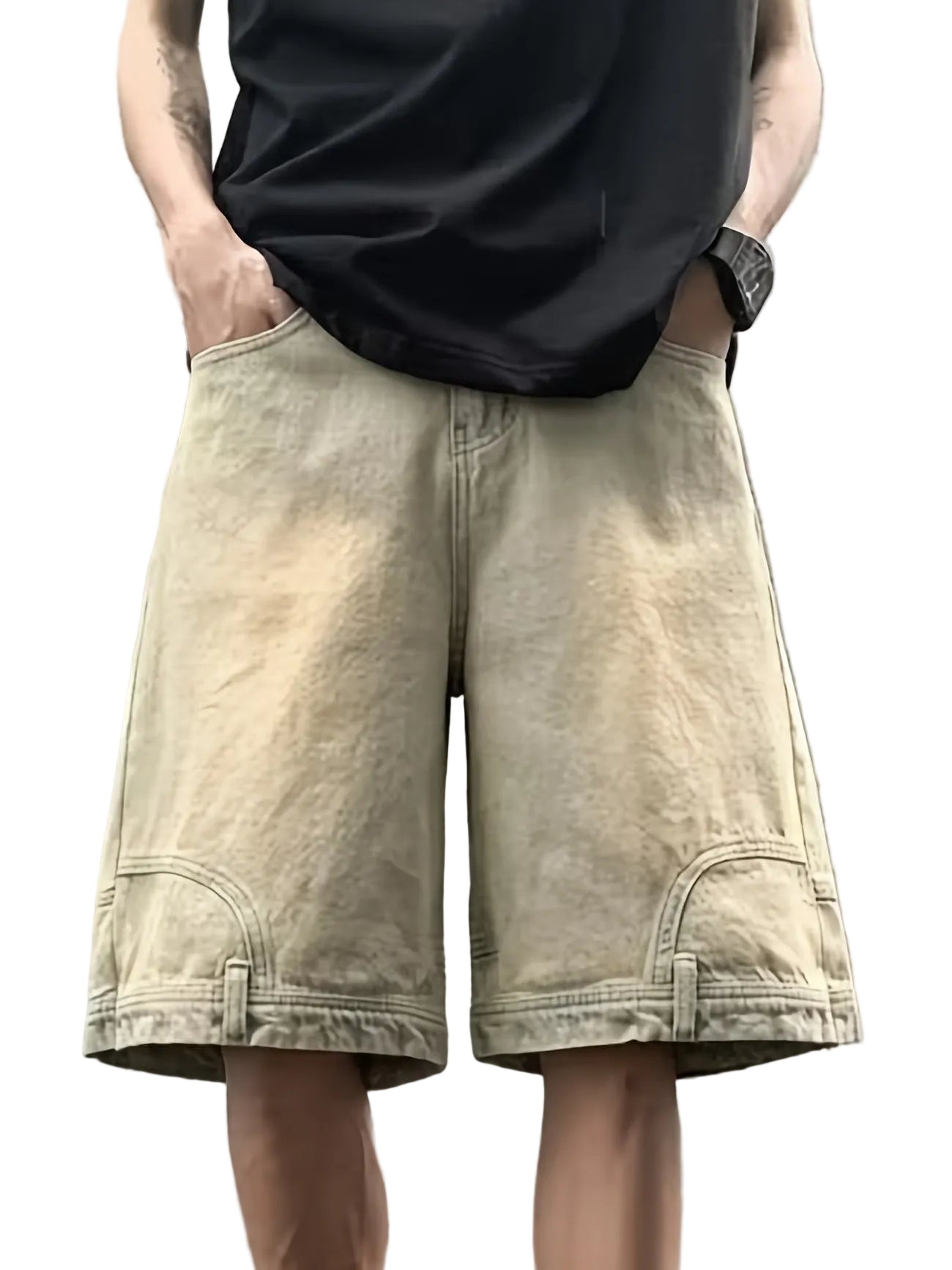 Men’s Wide-Leg Shorts with Inverted Pockets