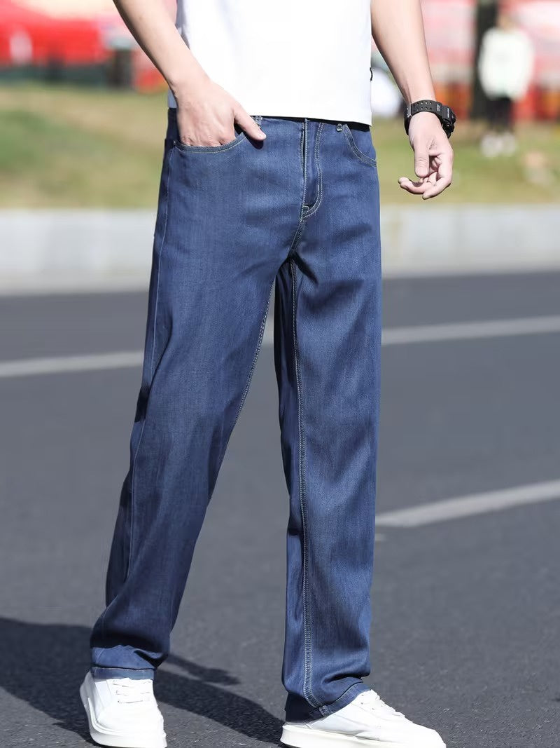 Men's Straight-Leg Pants with Contrast Stitching