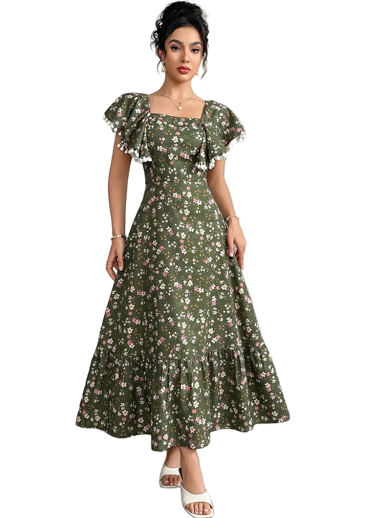 Women’s Floral Tiered Midi Dress