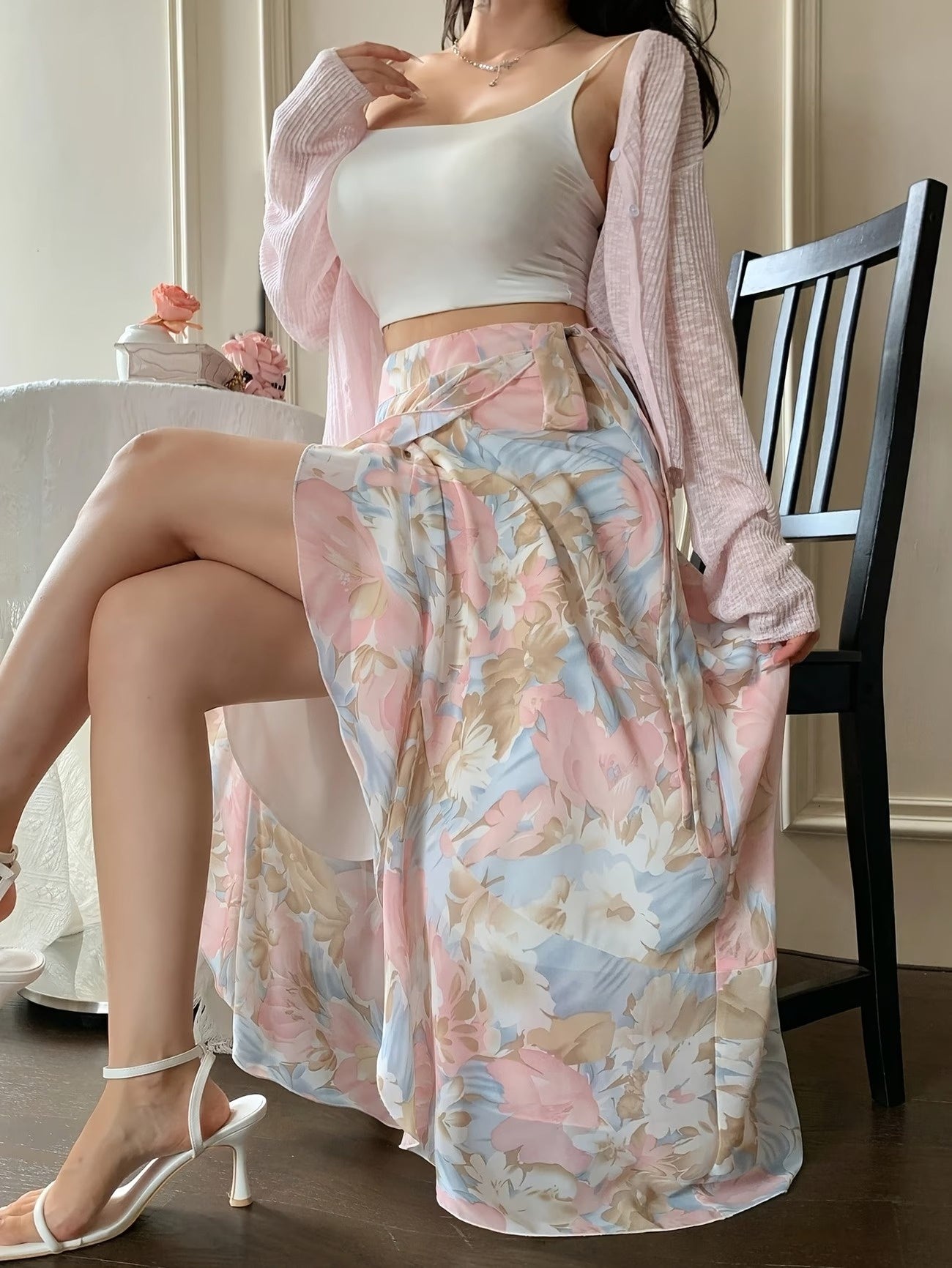 Women’s Floral Wrap-Around Midi Skirt
