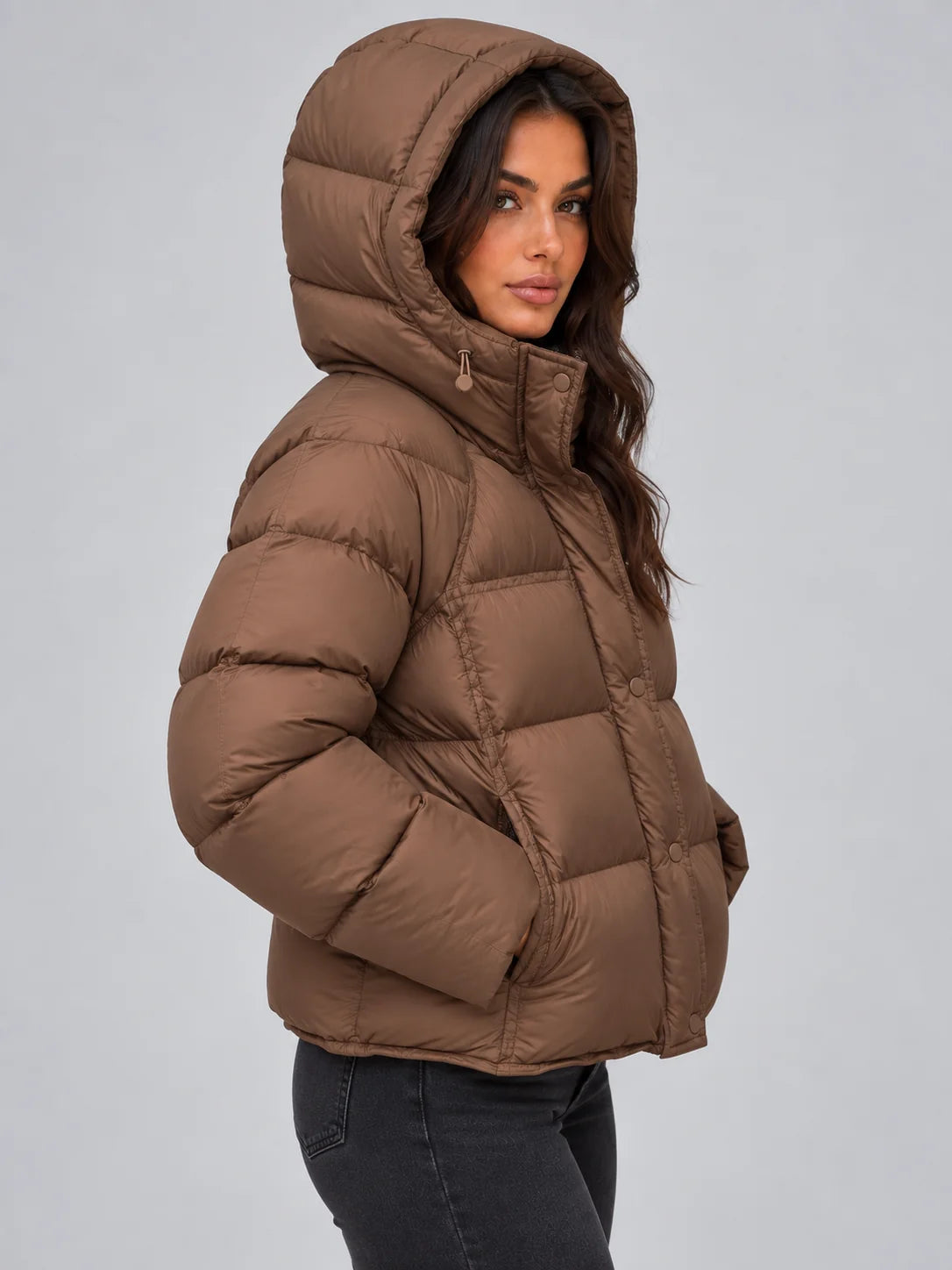 Black Puffer Jacket Women | Hooded Winter Coat 2