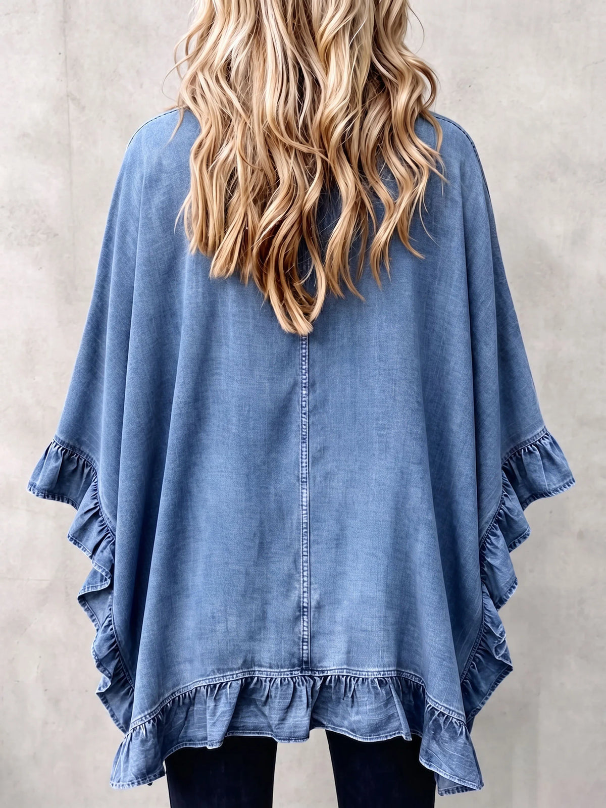 Boho Denim Cardigan ? Feminine Ruffles for Effortless Autumn Style 3
