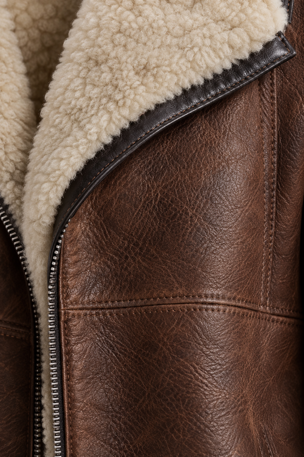 Women's Leather Coat with Shearling Lining