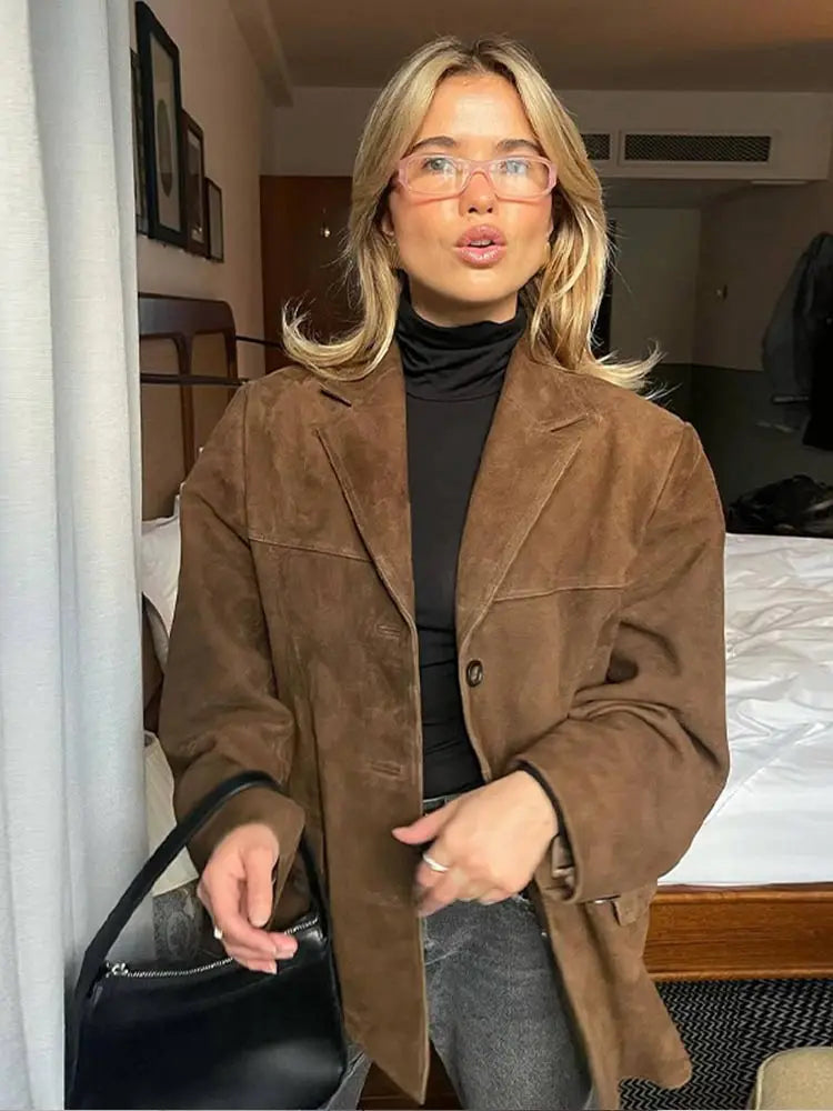 Brown Suede Jacket Classic Fit Soft Finish 0