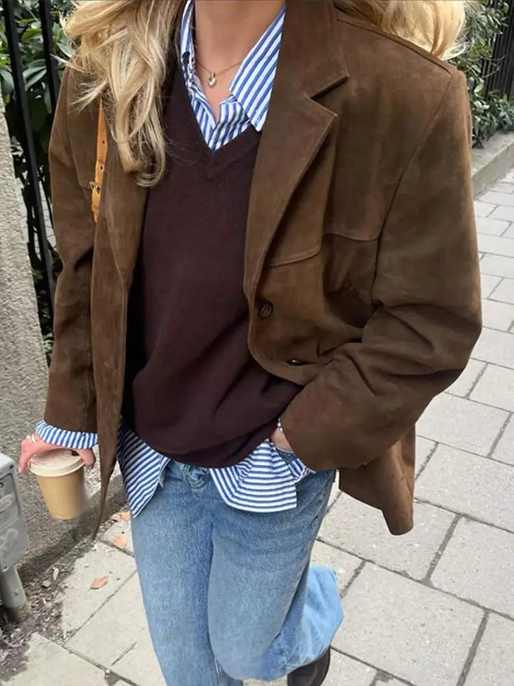Brown Suede Jacket Classic Fit Soft Finish 2