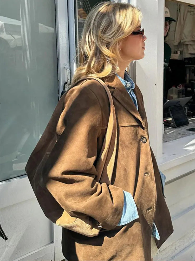Brown Suede Jacket Classic Fit Soft Finish 3