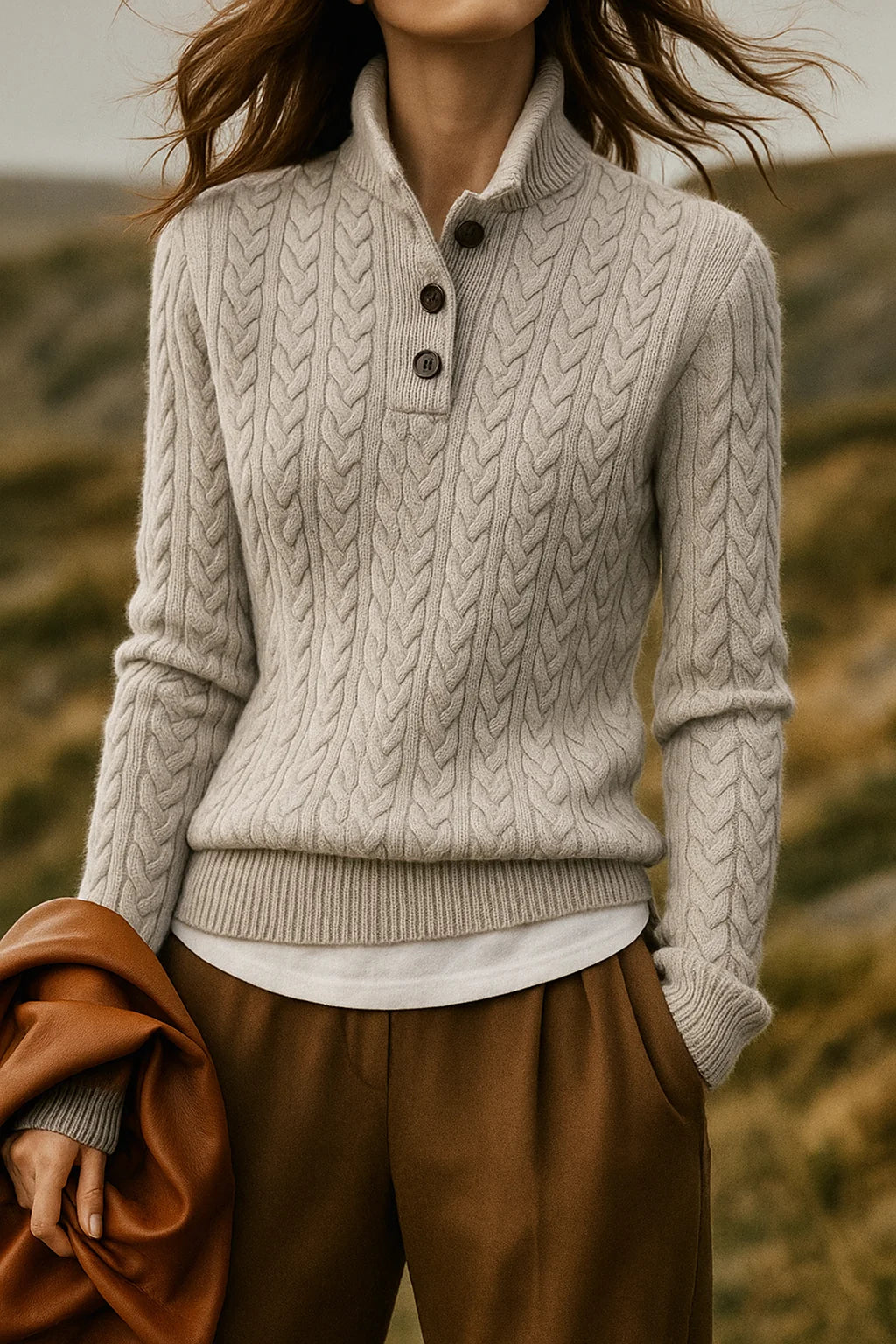 Cashmere Blend Button-Up Cable Knit Sweater | Mens Sweaters 8