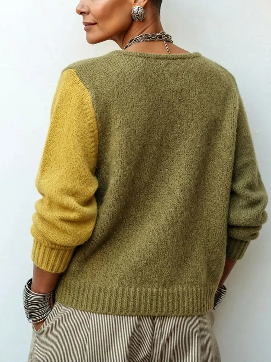Cozy Asymmetric Color-Block Sweater ? Stylish Warmth for Autumn 2
