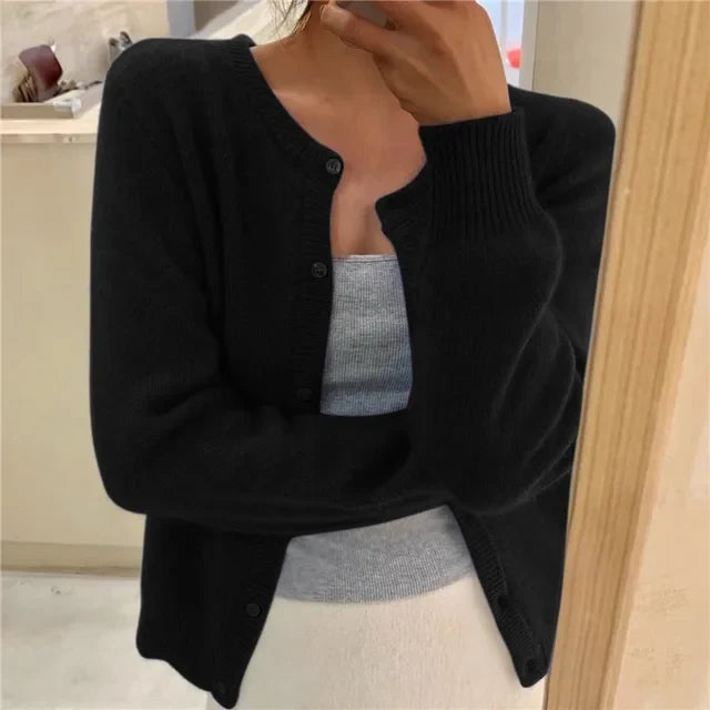Cropped Black Cardigan | Soft Knit Cardigan Sweater for Women 1
