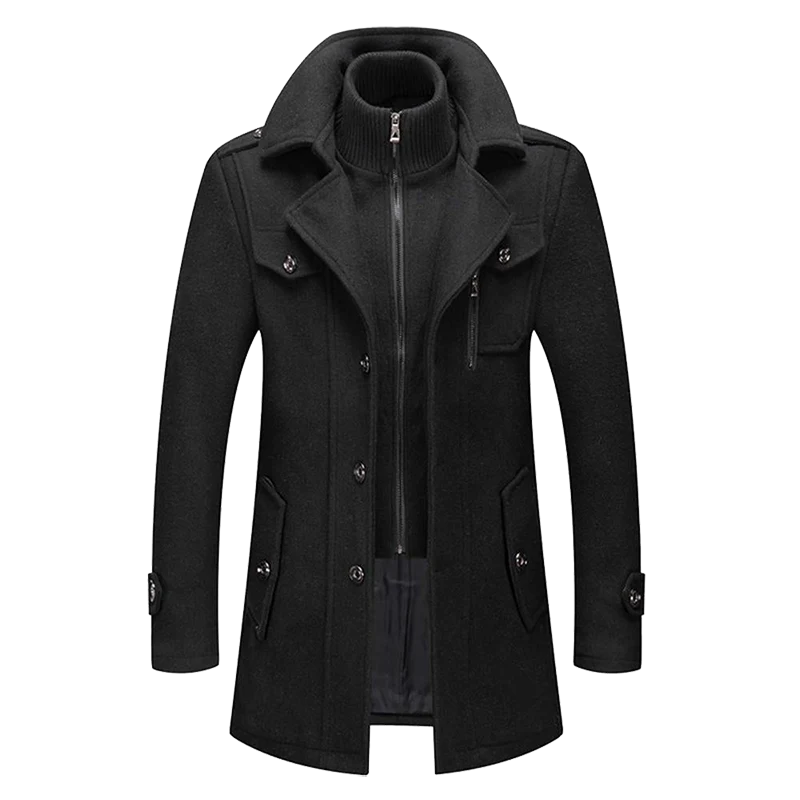 Elegant Black Men's Wool Coat | Men's Overcoat 3