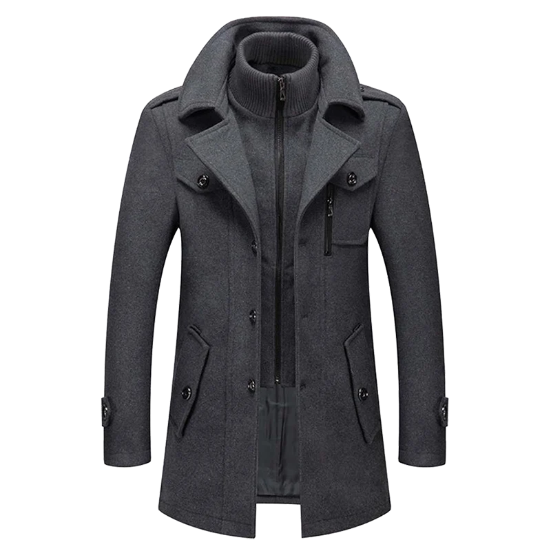 Elegant Black Men's Wool Coat | Men's Overcoat 5