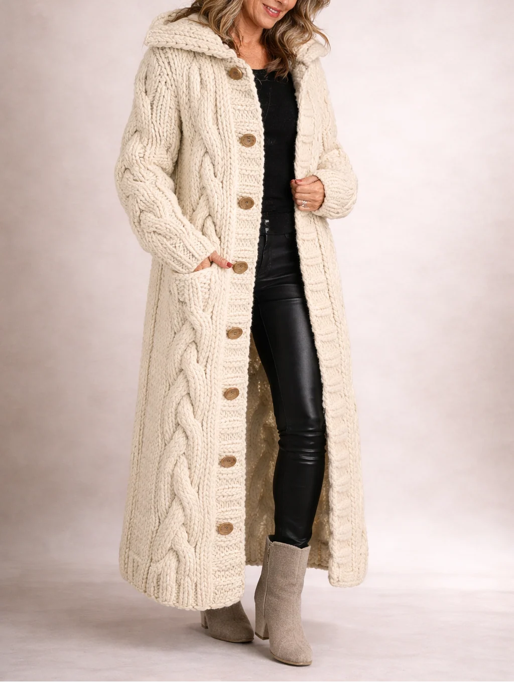 Elegant Cozy Knit Coat | Women's Coat with Tummy Coverage 2
