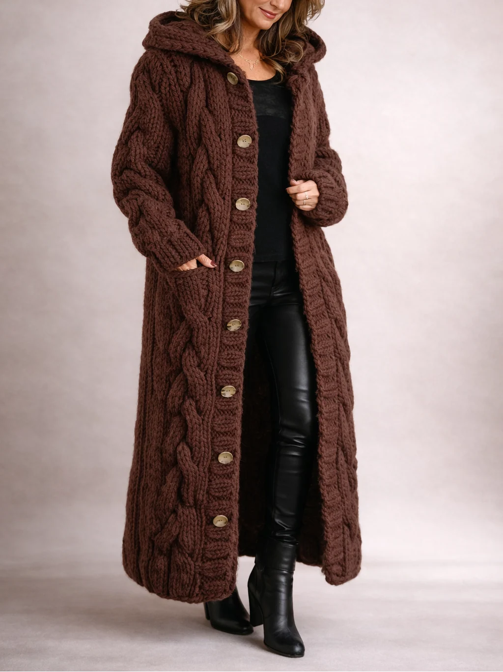 Elegant Cozy Knit Coat | Women's Coat with Tummy Coverage 3