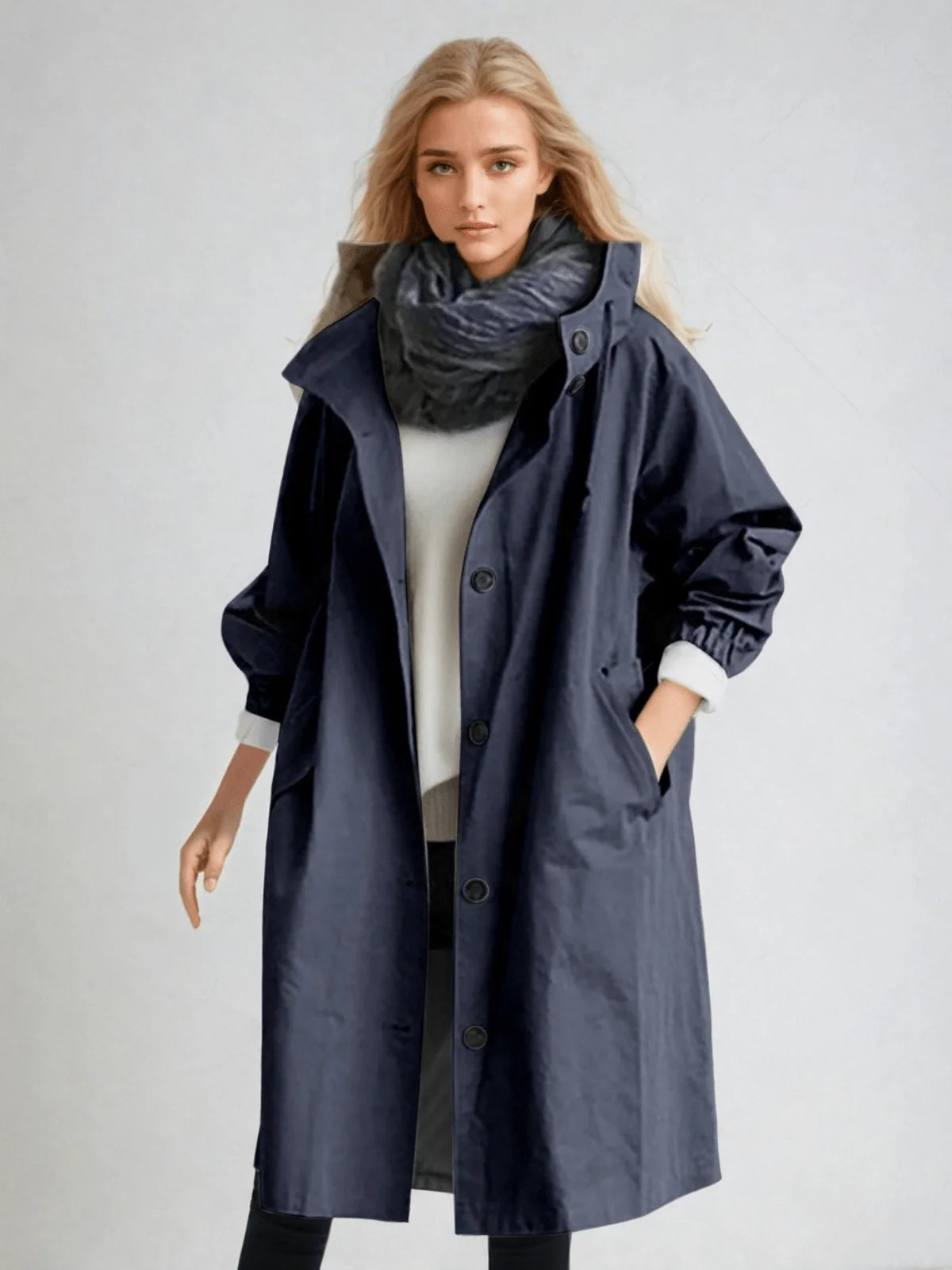 Elise | Black Trench Coat Women Water Repellent 3