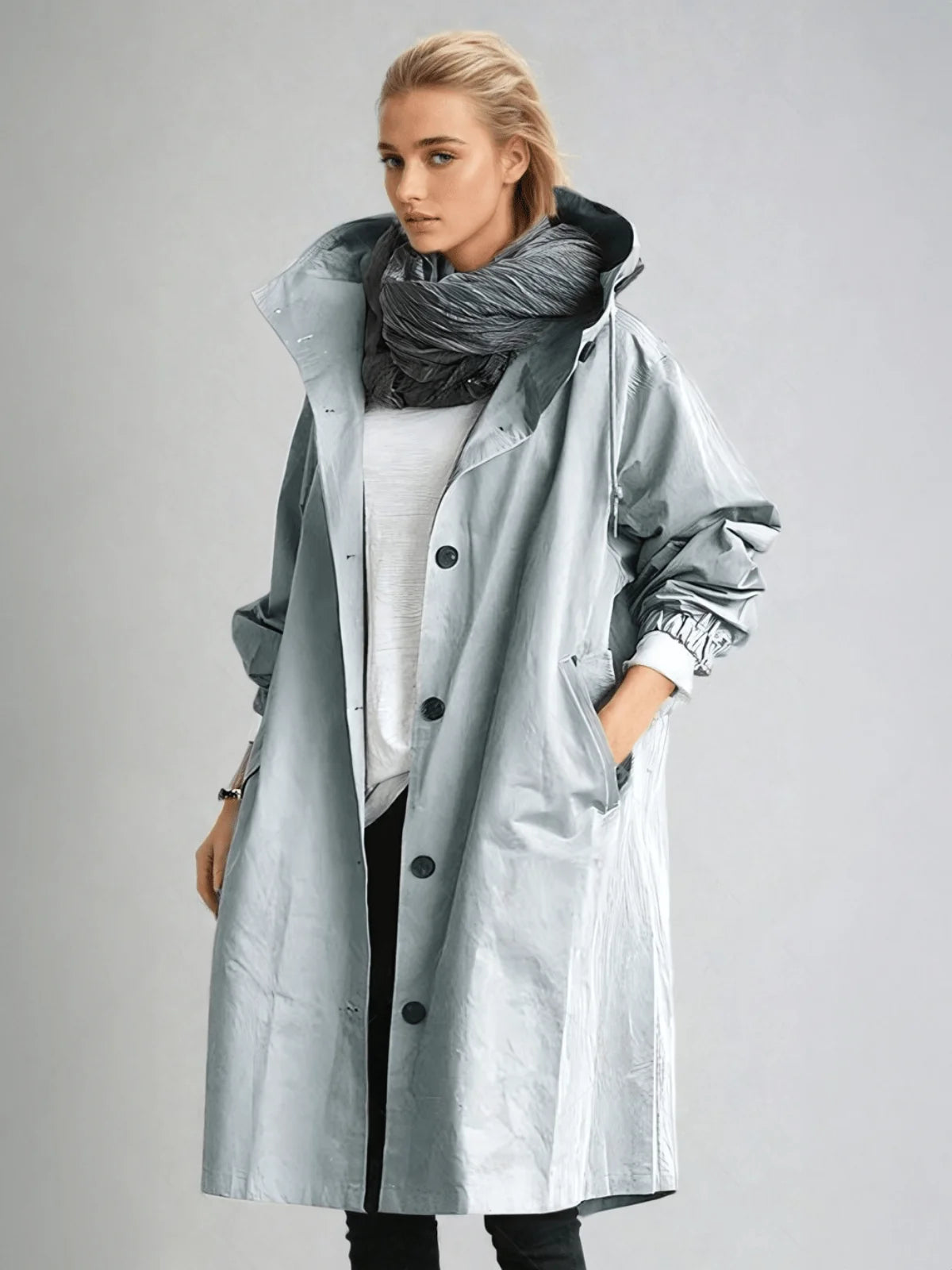 Elise | Black Trench Coat Women Water Repellent 4