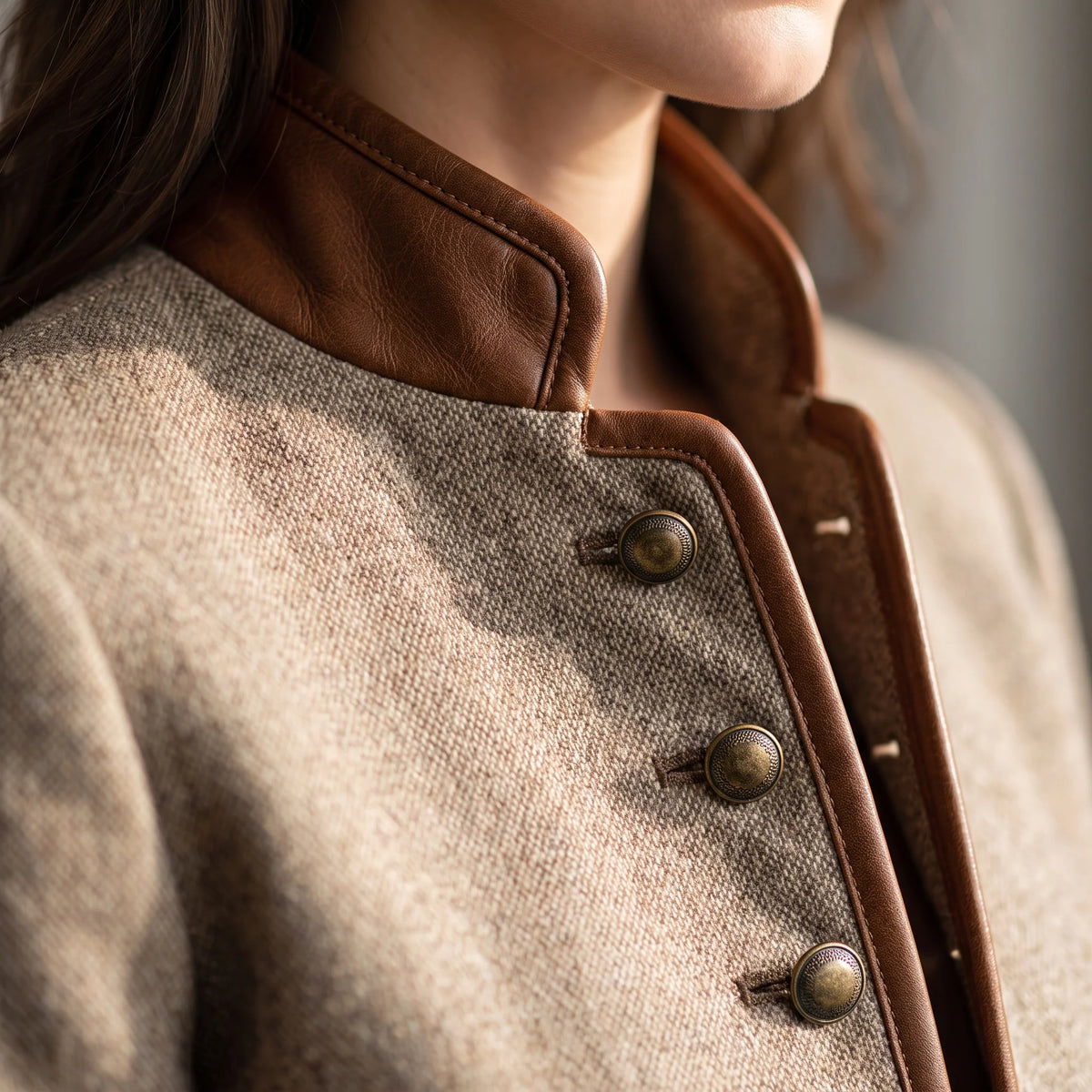 Emilia Heritage | Women's Jacket with Faux Leather Trim 3