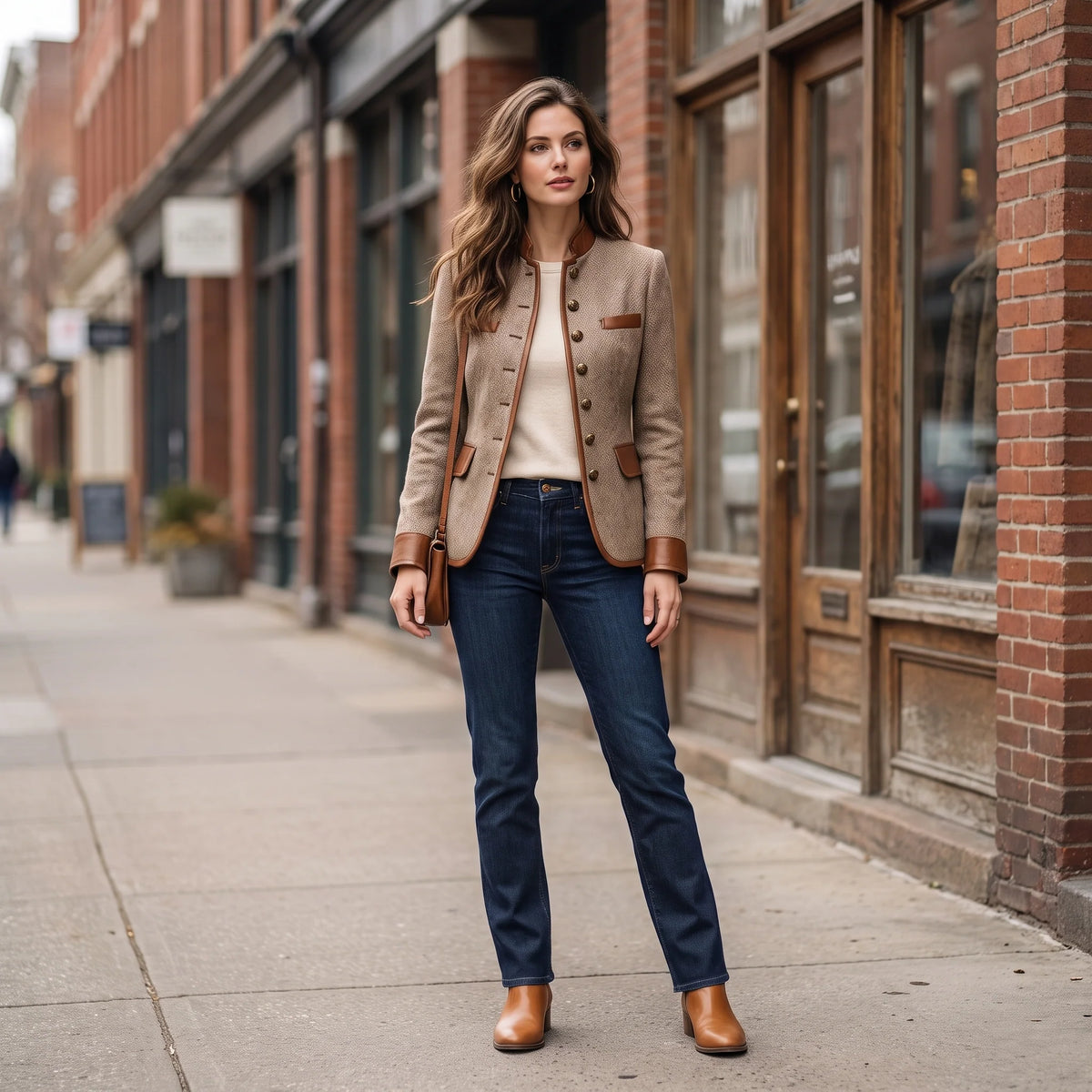 Emilia Heritage | Women's Jacket with Faux Leather Trim 5