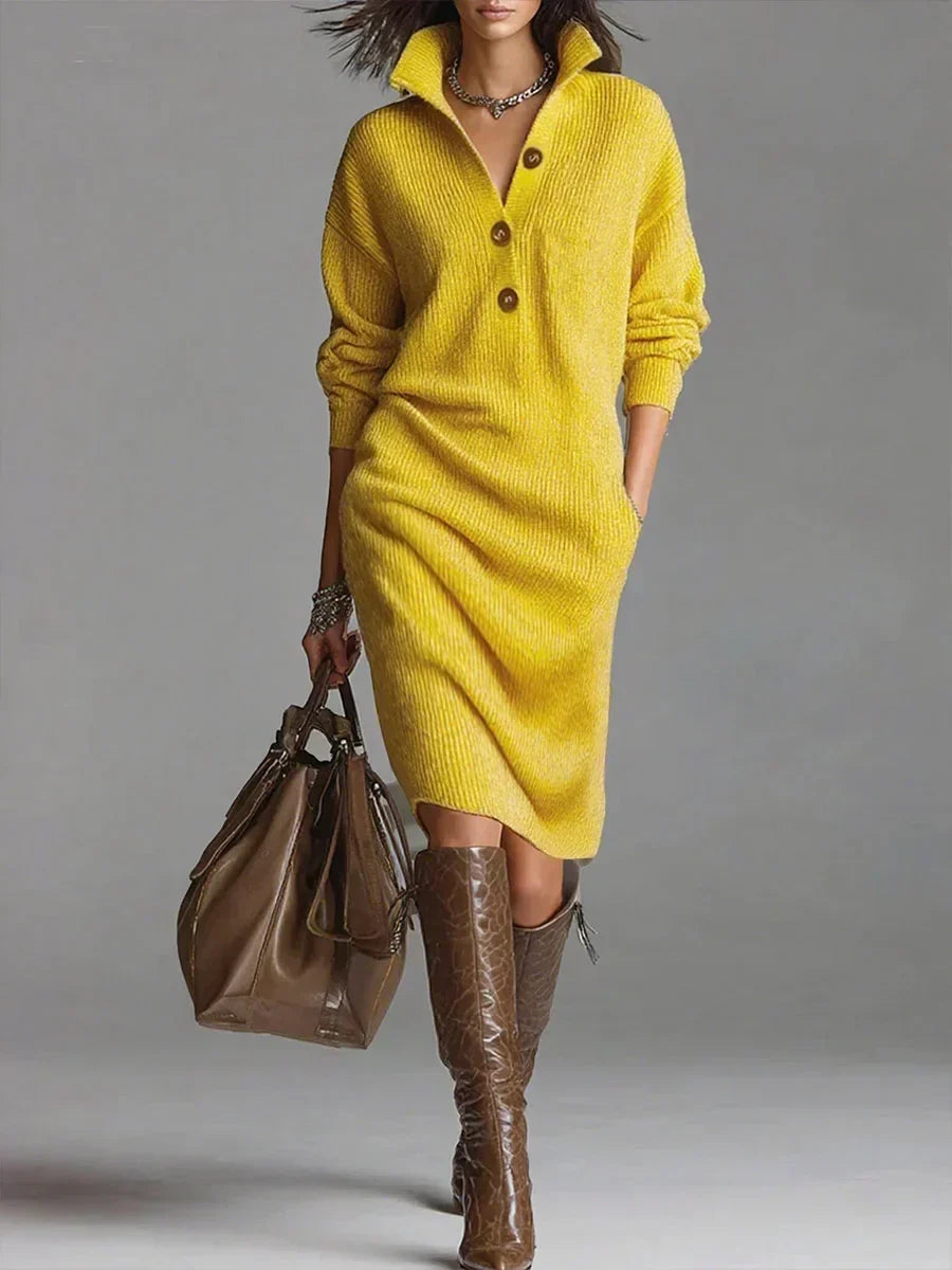 Janice Elegant Sweater Dress | Women's Ribbed Knit Dress 2