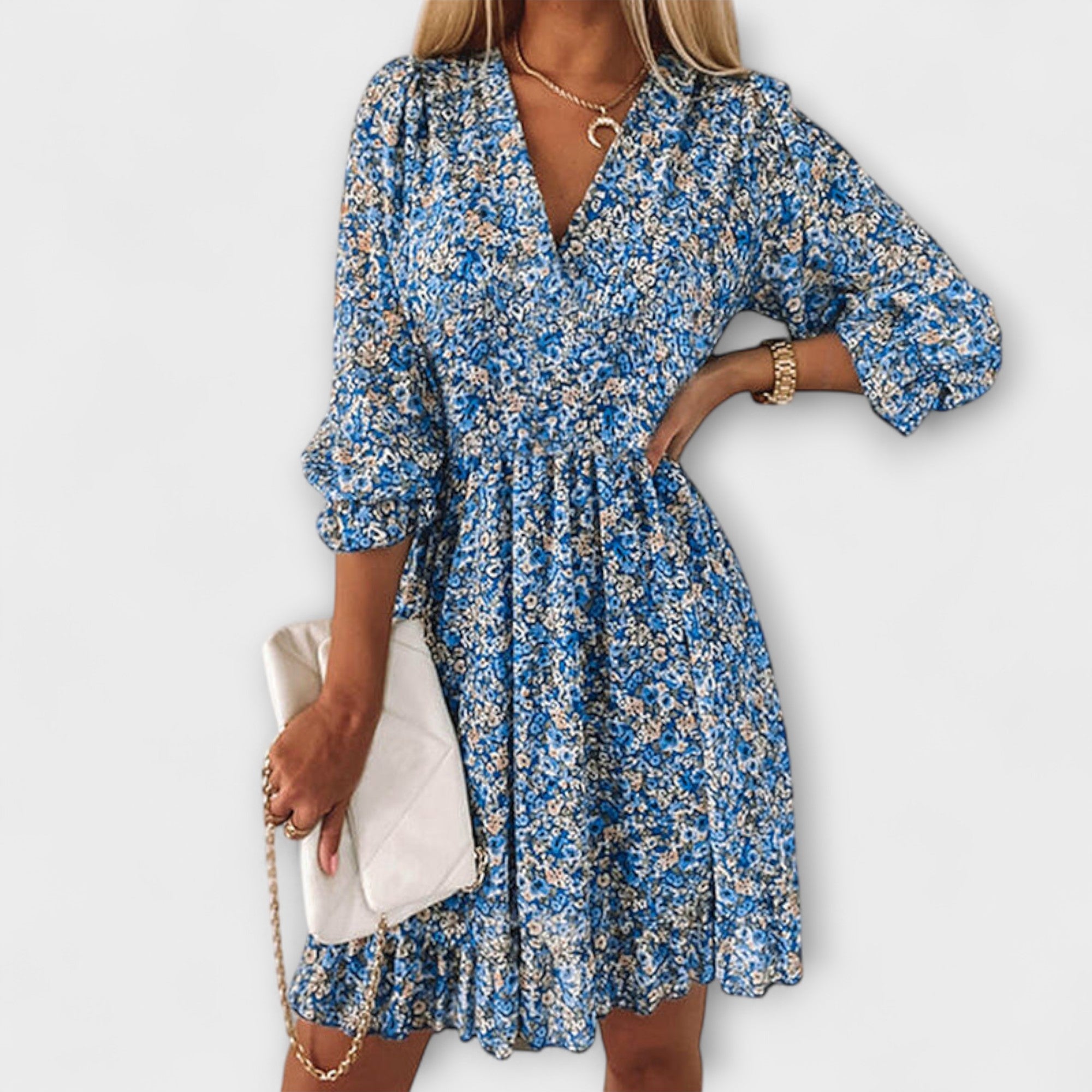 EMMA - LUXE FLORAL PUFF SLEEVE DRESS